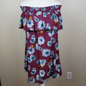 Altar'd State Maroon Floral Mini Dress Large